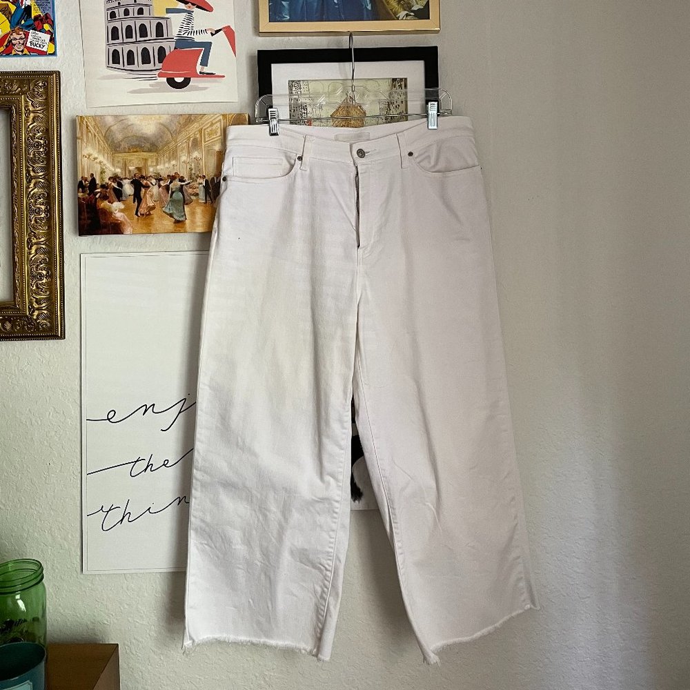 Uniqlo White Denim Wide-Leg Pants